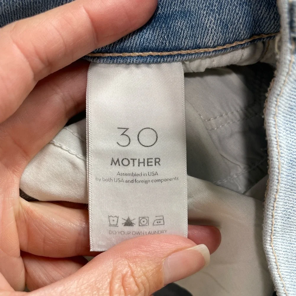 MOTHER Denim High Waisted Rider Ankle Fray In Island Afterhours 30 NWOT